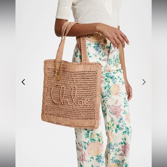 Chloe Summer Banana Tote Bag in Crochet Fabric Summery Beige - Picture 2 of 5